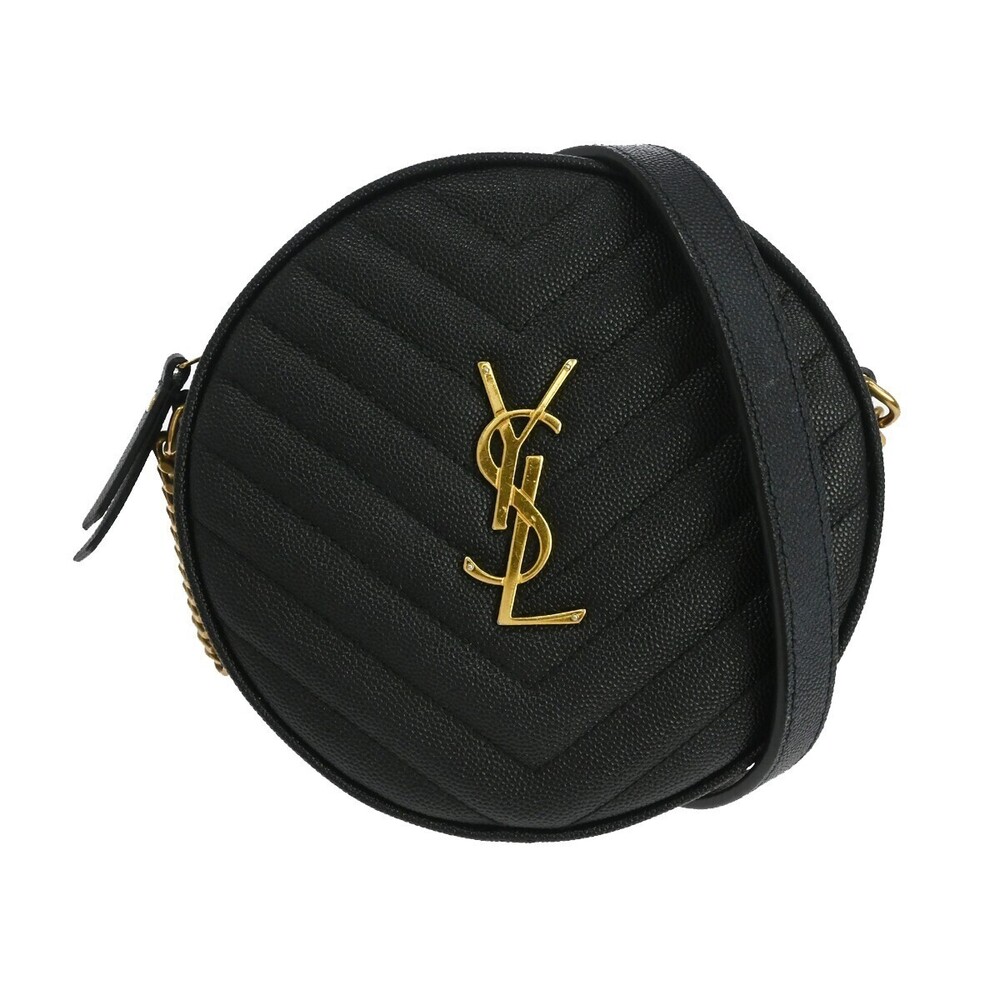 Saint Laurent Vinyle Round Camera Matelasse Chevron Leather